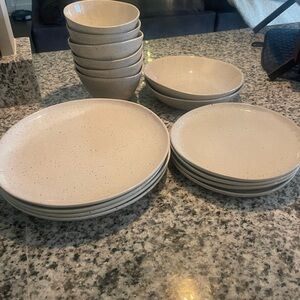 Crate&Barrel Speckled Cream Dinnerware Collection
